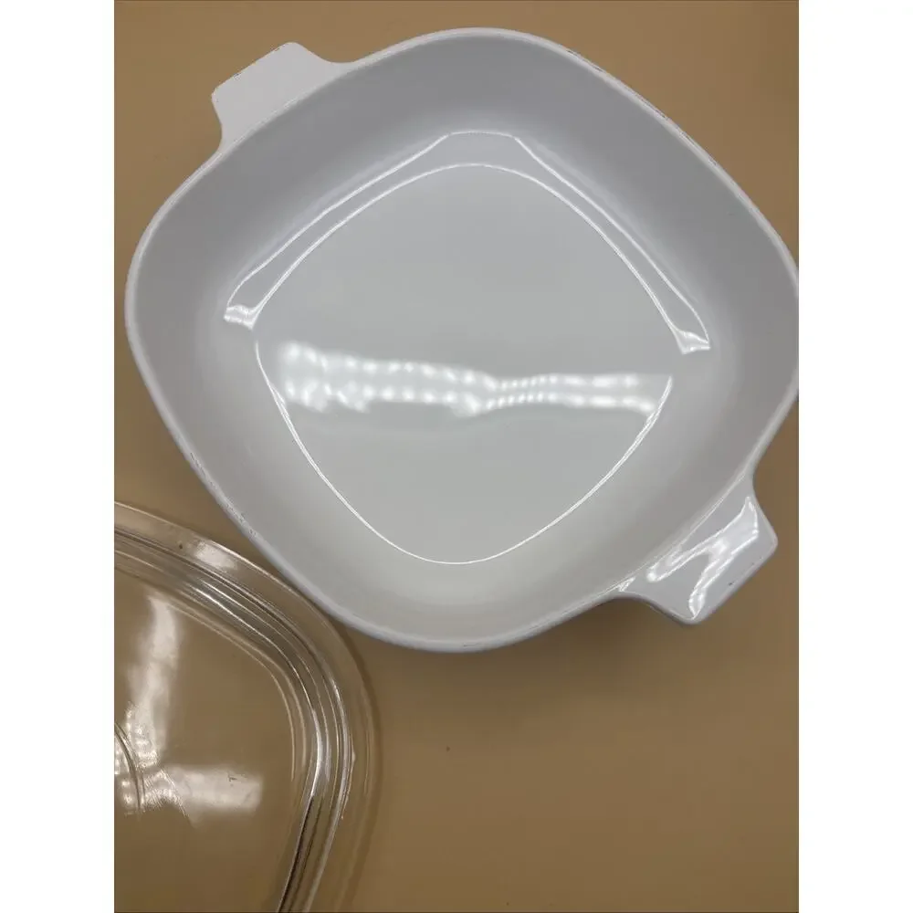 Vintage Corning Ware White Micromate Brawner Browning Baking Pyrex Lid Dish